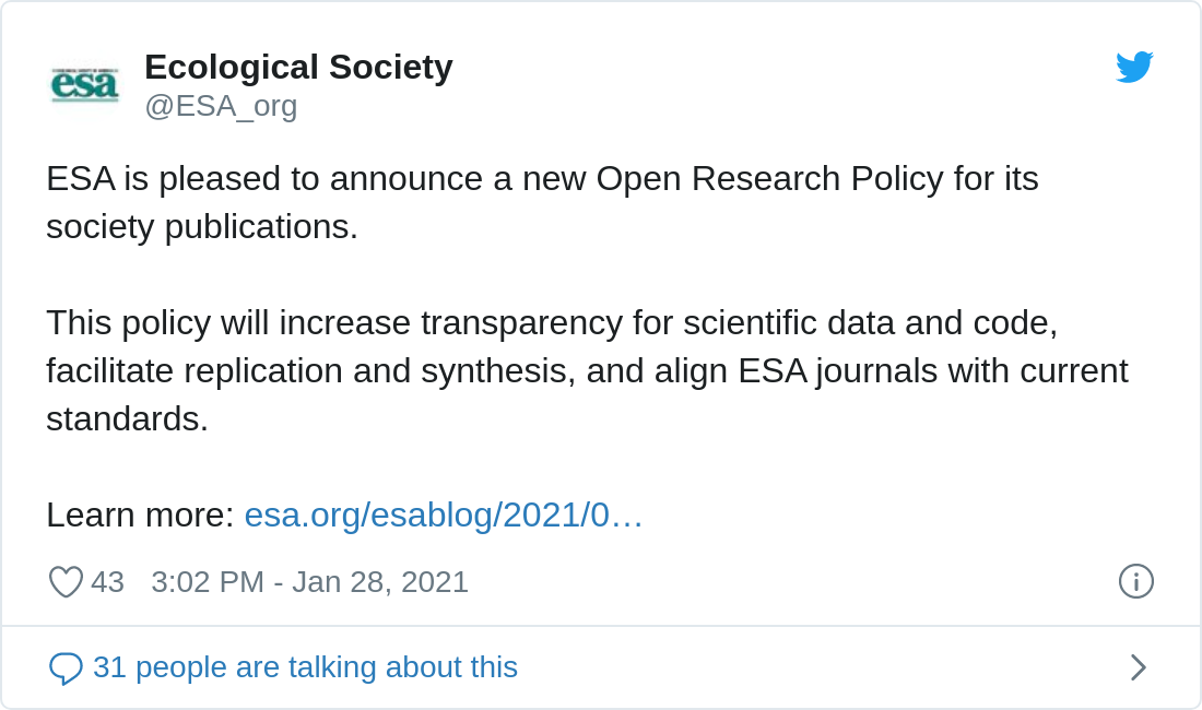 Read the announcement at: https://www.esa.org/esablog/2021/01/28/esa-data-policy-ensuring-an-openness-to-science/